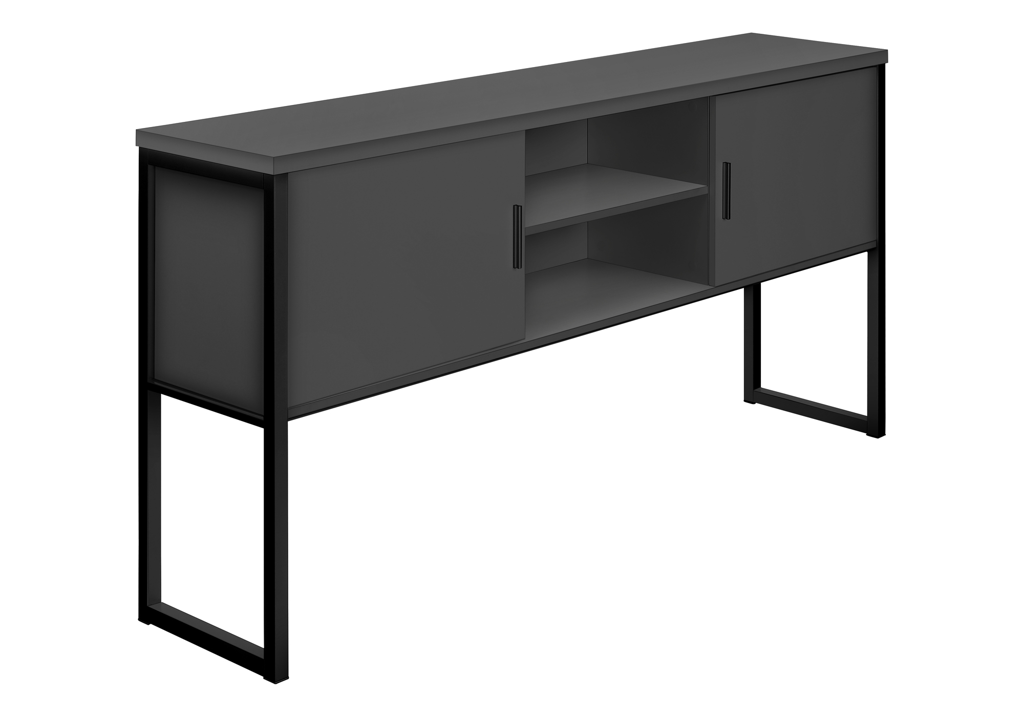 OFFICE HUTCH - 72"L GREY / BLACK COMMERCIAL GRADE